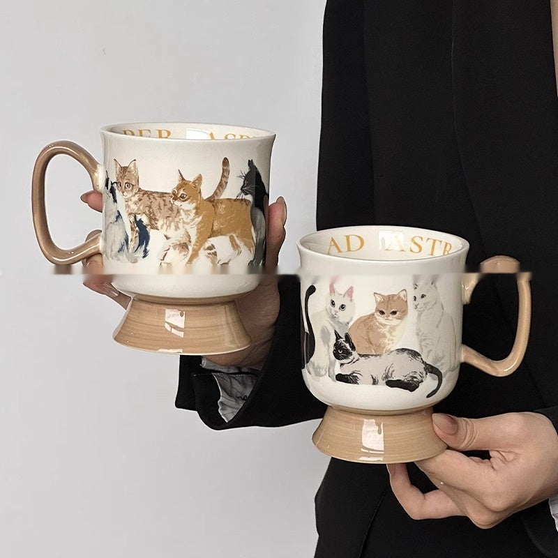Large Capacity Ceramic Cat Water Mug - 410ml Nordic Style Drinkware