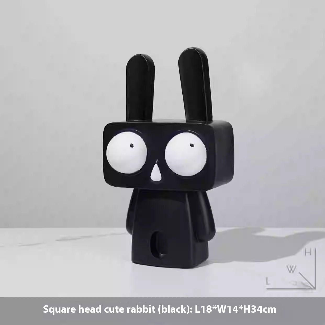 Large Rabbit Resin Ornament - Square Cartoon Desktop Decor
