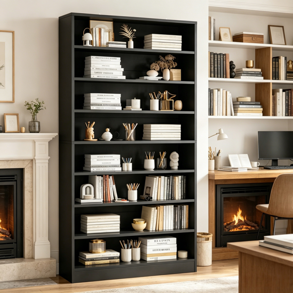 Sleek Minimalist Bookshelf Storage Cabinet - Space-Saving Design