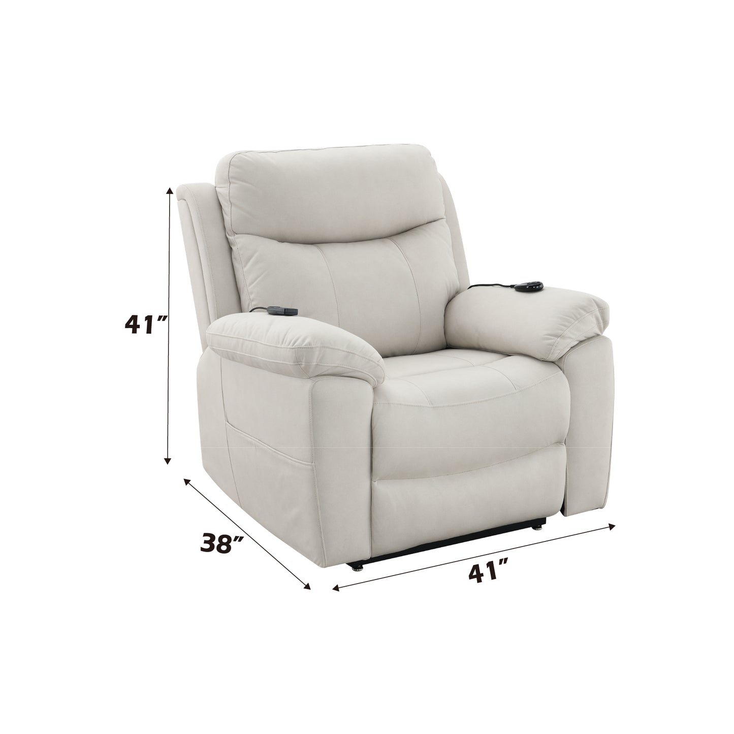 Beige Microfiber Power Motion Recliner with Lift, Heating & Massage