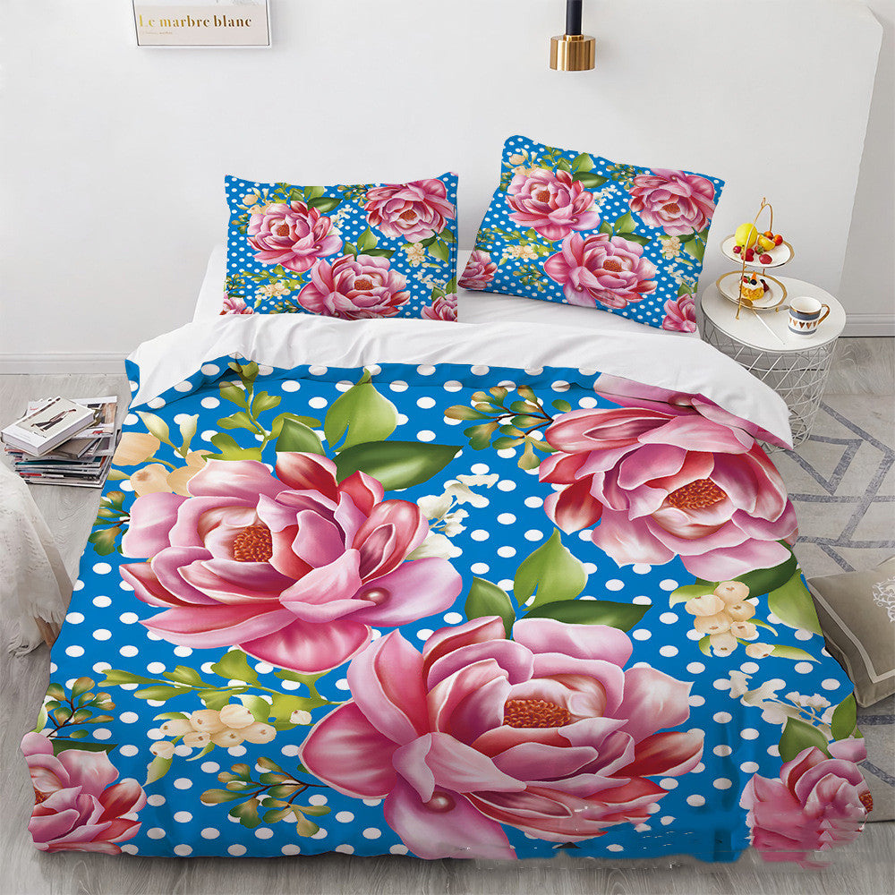 Digital Printing Rose Bedding Set - 3-Piece Home Textile for Bedroom