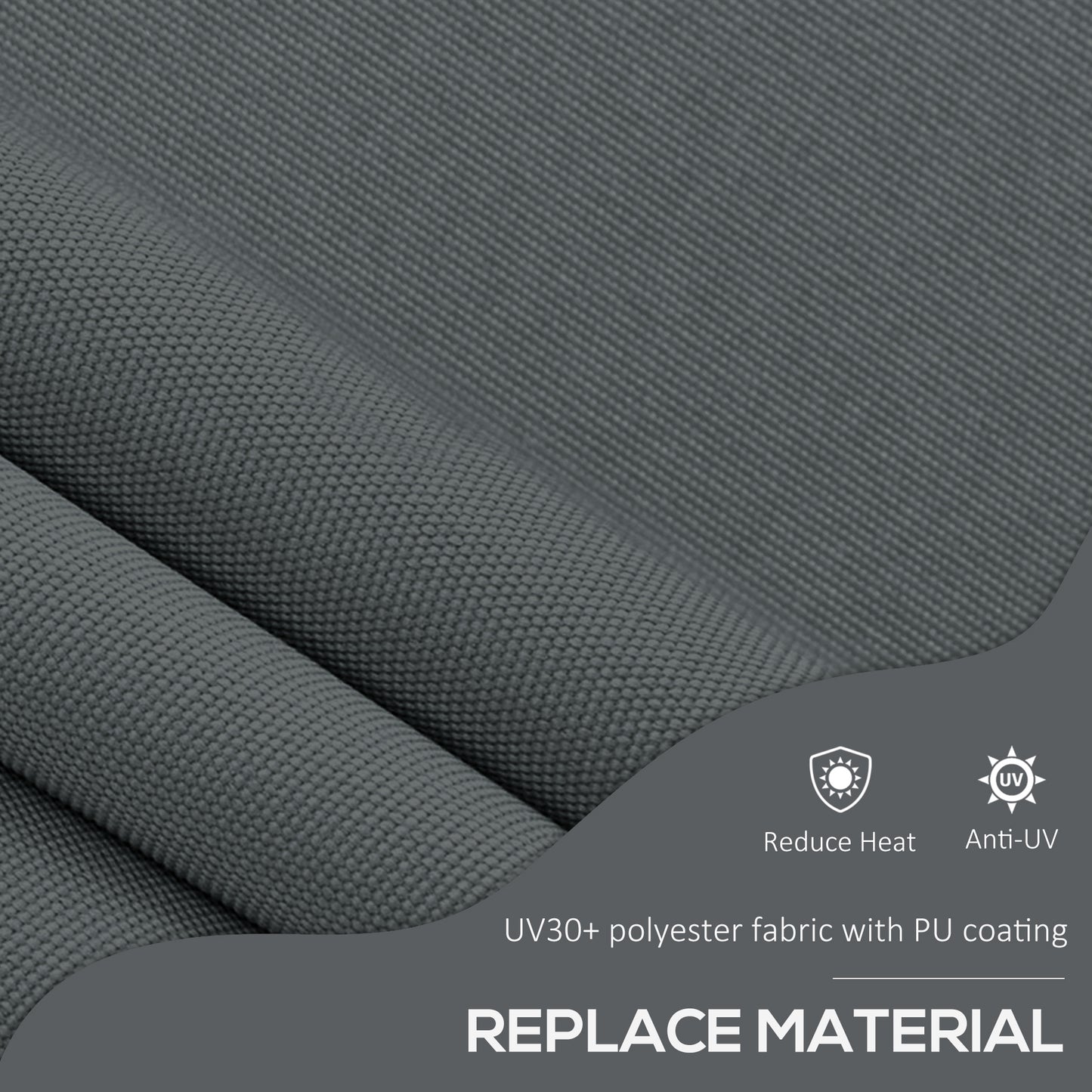 Manual Retractable Patio Awning - UV Resistant, Dark Gray