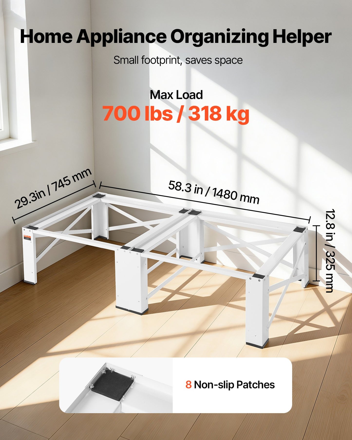 Laundry Pedestal Stand 12 Inch Height, Universal Fit, 700 Lb Capacity, White 2 Pack