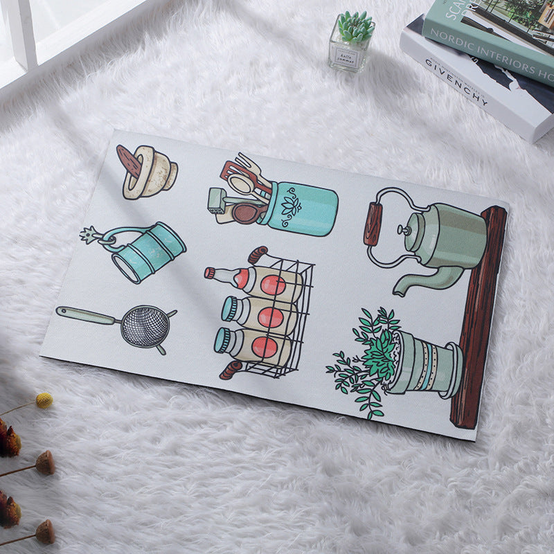 Cartoon Printed Absorbent Floor Mat - Short Plush Home Bathroom Decor 60x40cm