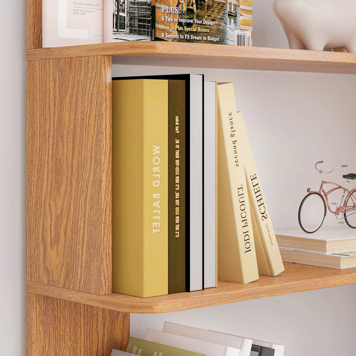 90cm 35.43in Extended Size Freestanding Corner Bookshelf For Living