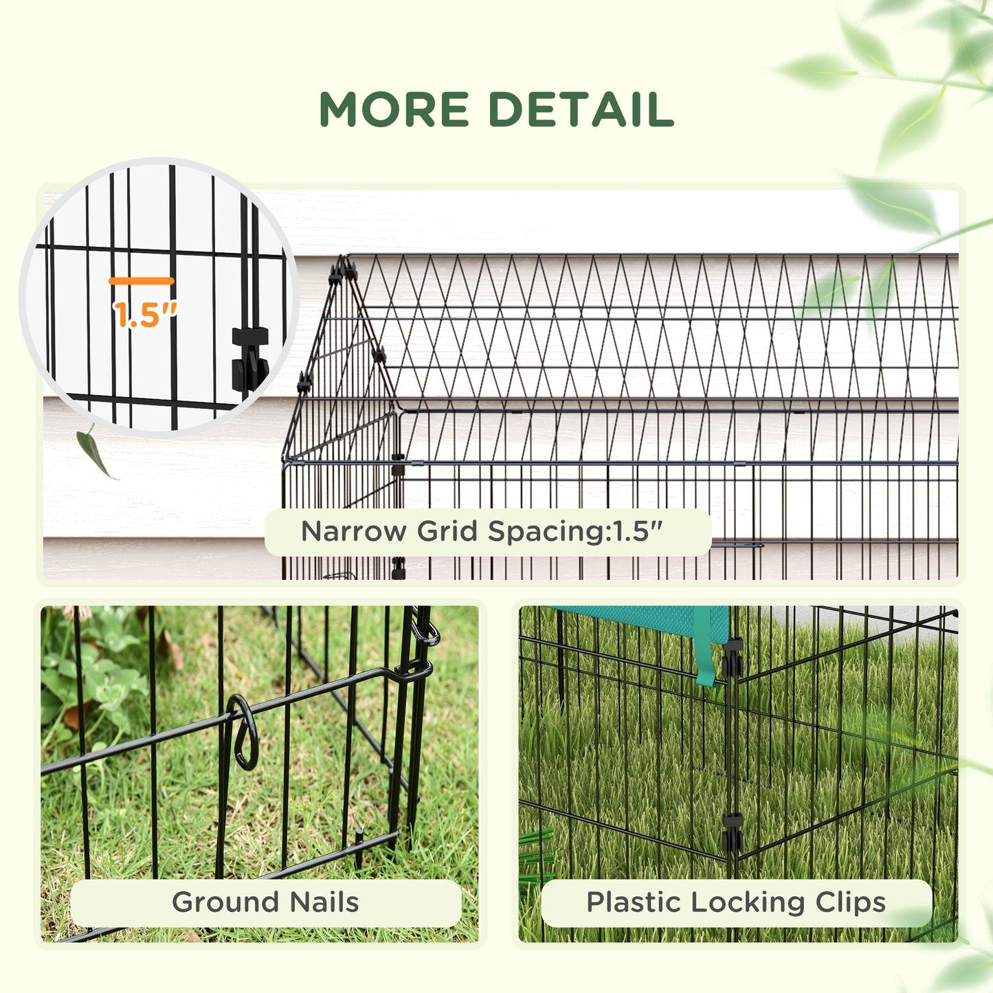 73-Inch Small Animal Playpen with Roof for Rabbits, Chickens, Chinchillas - Green