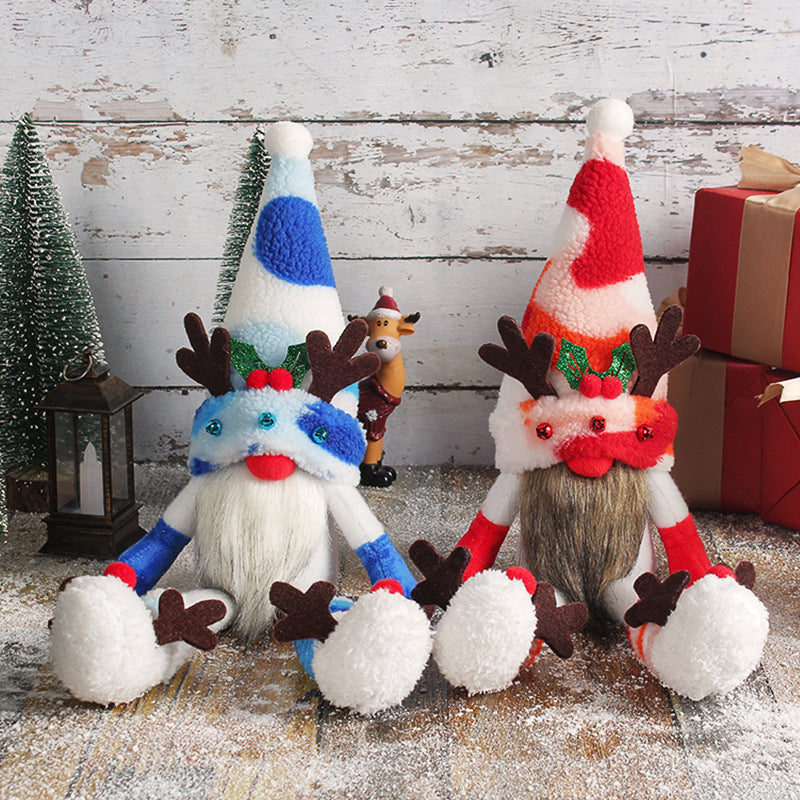 Christmas Antlers Long Leg Doll Decoration Desktop Ornament - Holiday Decor