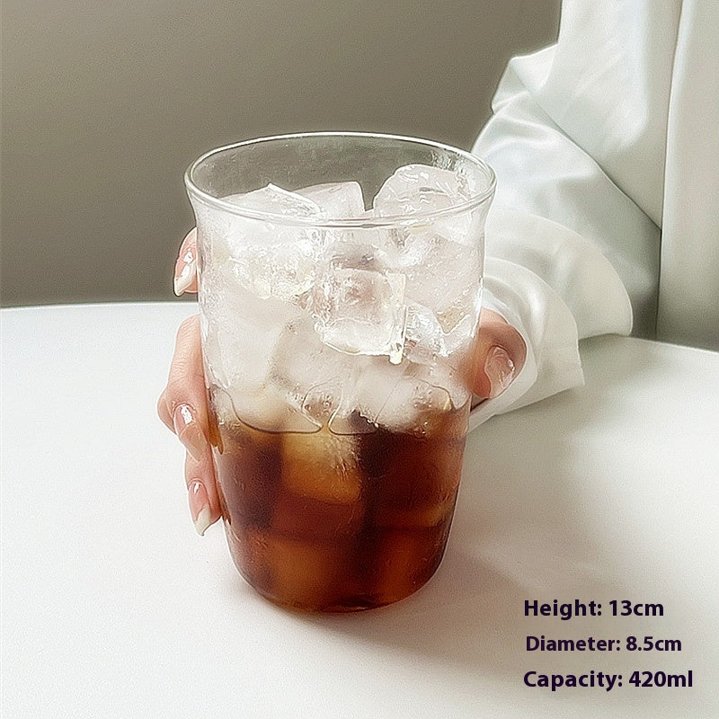 420ml Glass Coffee Cup with Straw - Latte Ice American Drinkware