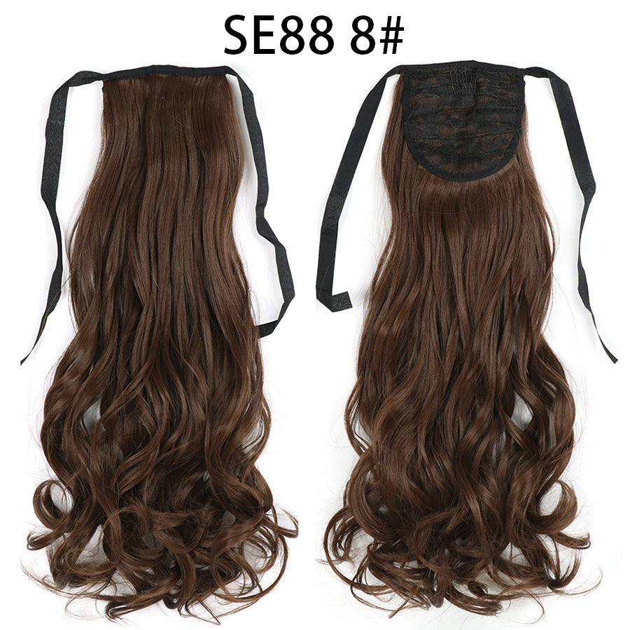 Long Chemical Fiber Wig with Bow Tie Strap - High Temp Silk Hair Extension