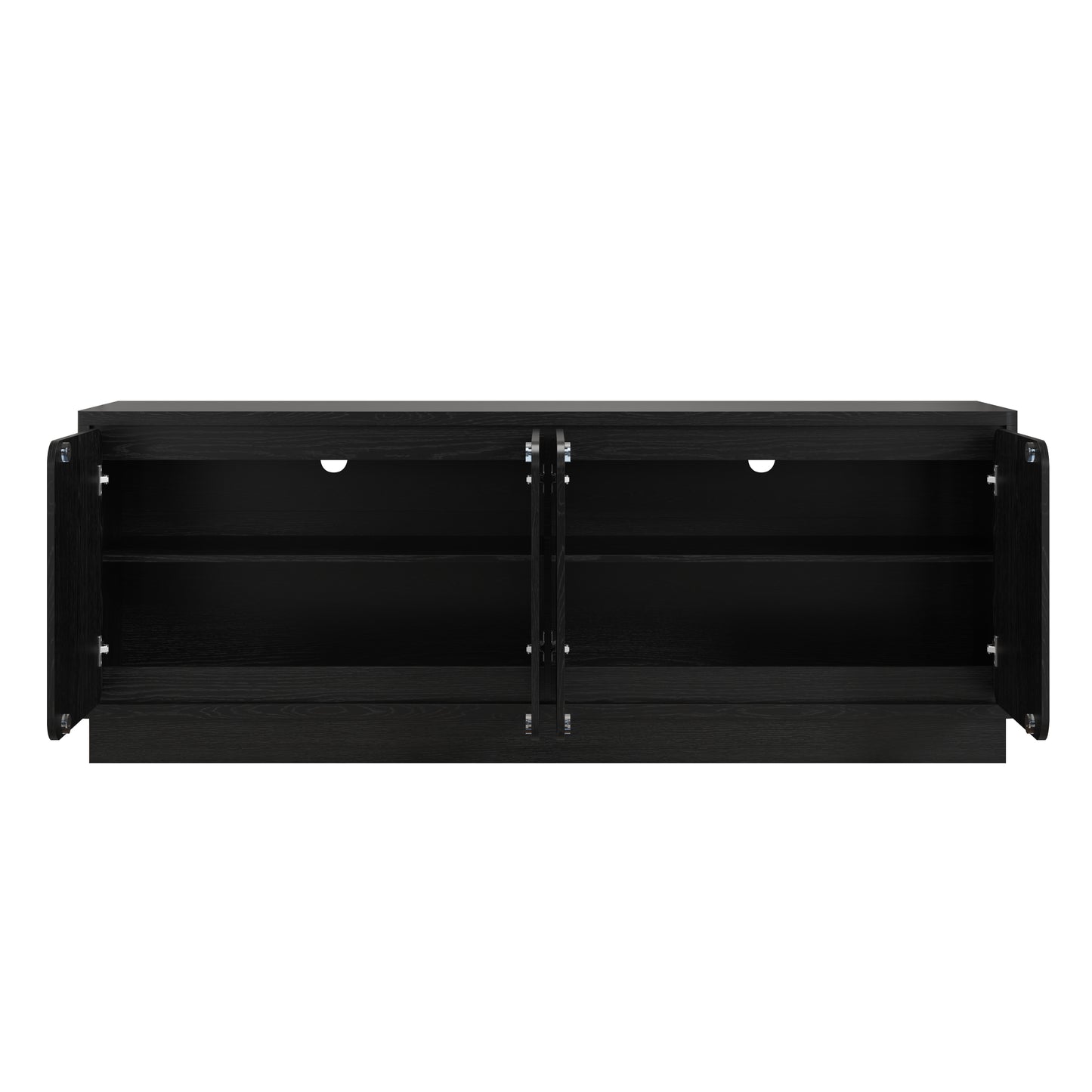 63 Inch Black TV Stand with 4 Storage Doors - Modern Media Console