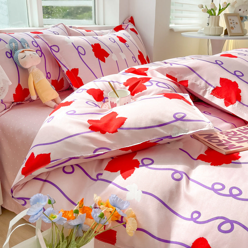 Simple Skin-Friendly Cotton Bedding Set - Multiple Sizes & Patterns