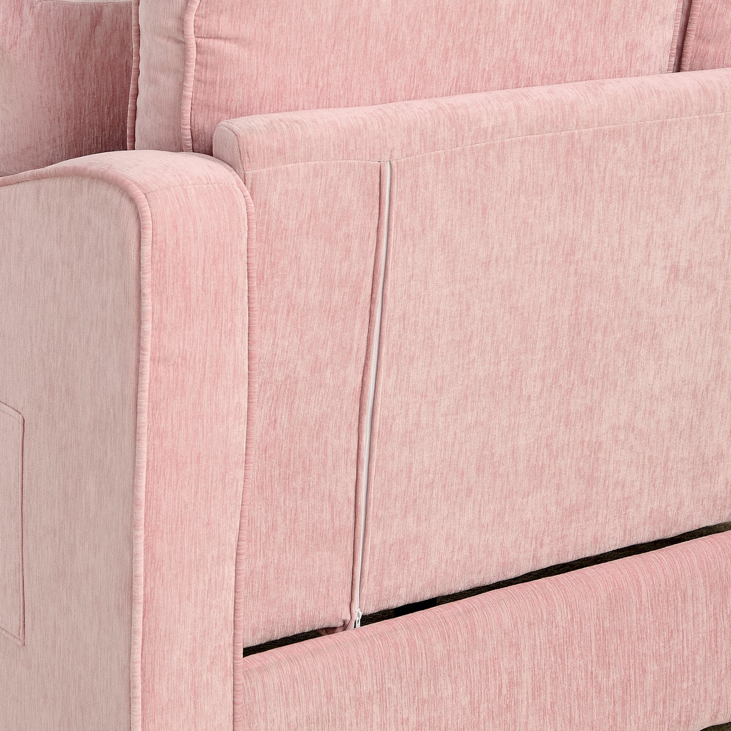 Pink Two-Seater Sofa Chaise Longue with Storage & Pillows