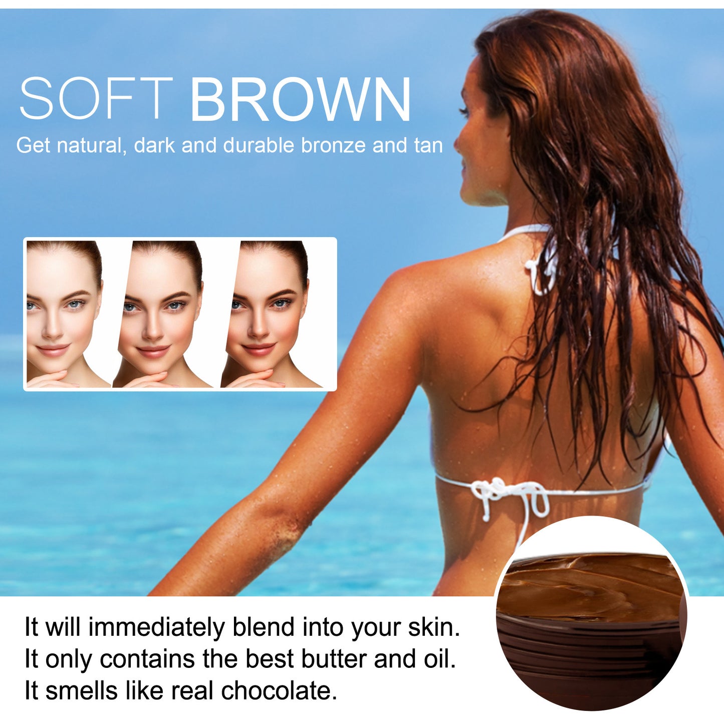 Soft Brown Moisturizing Tanning Cream - Natural Radiant Tan Lotion 200g