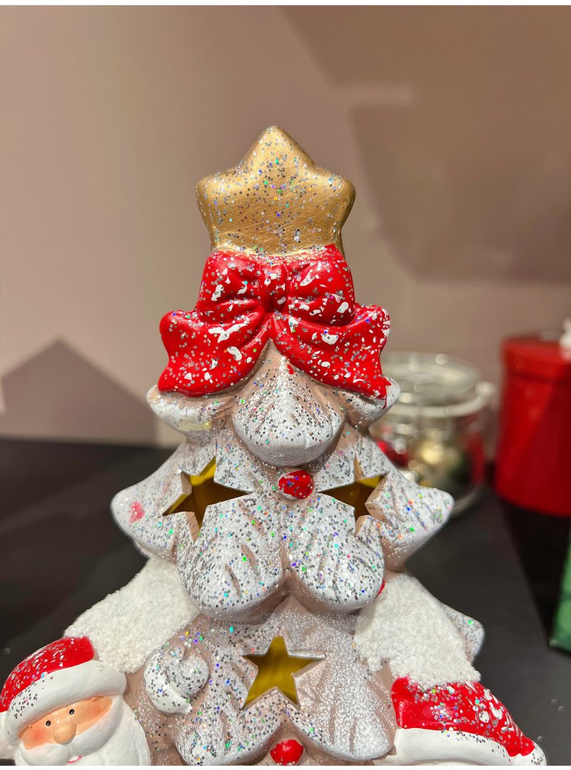 Christmas Snow House Glowing Ceramic Ornaments - Holiday Decor Set