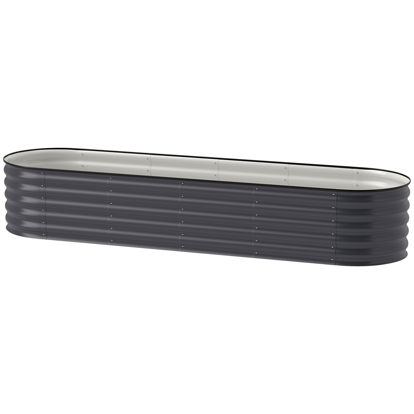 Galvanized Raised Garden Bed Kit - Dark Gray Metal Planter Box, 94.5 x 23.5 inches