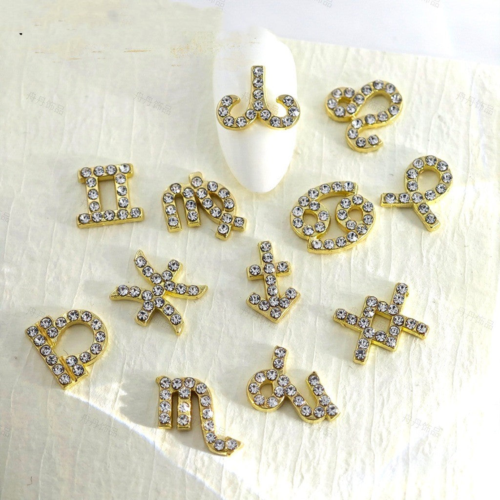 Zodiac Nail Art Accessories Alloy Inlaid Diamonds - Multiple Variants