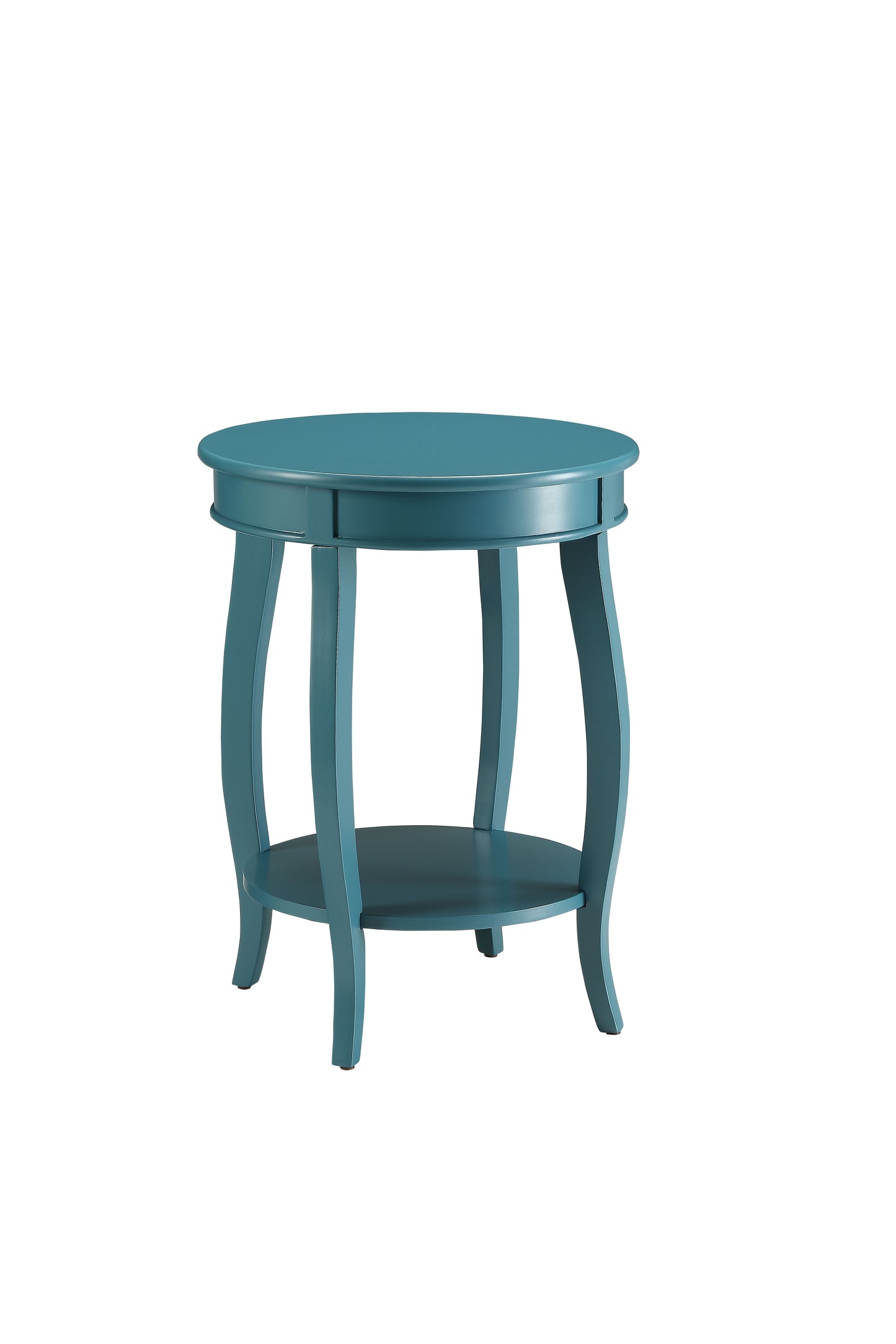 Teal Finish Accent Table with Open Storage Shelf