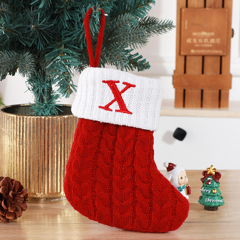 Christmas Stockings Decorative Wool Knitted Socks - Creative Tree Pendant