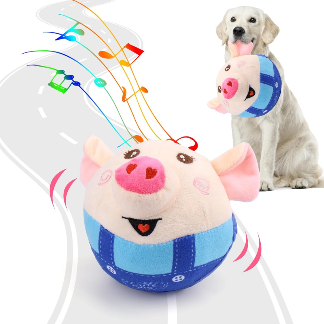 Interactive Dog Toy Pig with Recording & Music Modes - Rechargeable Moving Chew Toy for Small to Large Dogs