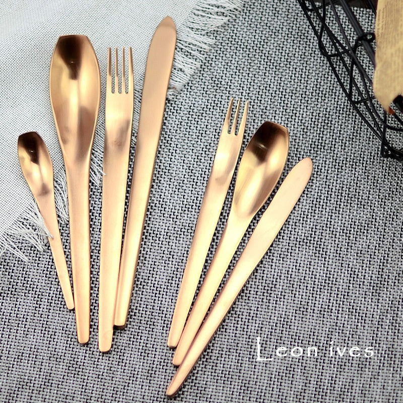 Stainless Steel Knife Fork Spoon Set - Household Tableware for Dining