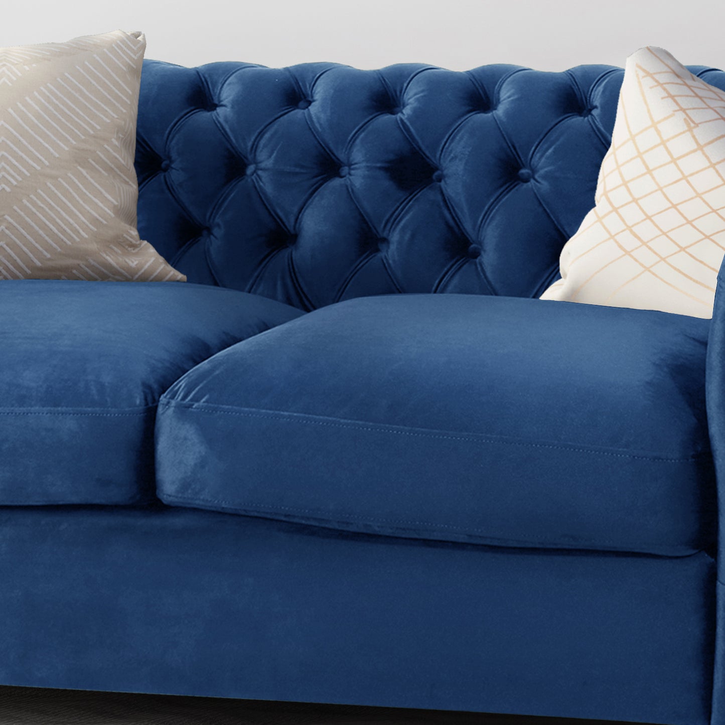 Chesterfield Loveseat Sofa - Navy Blue Velvet, 61.75" Wide