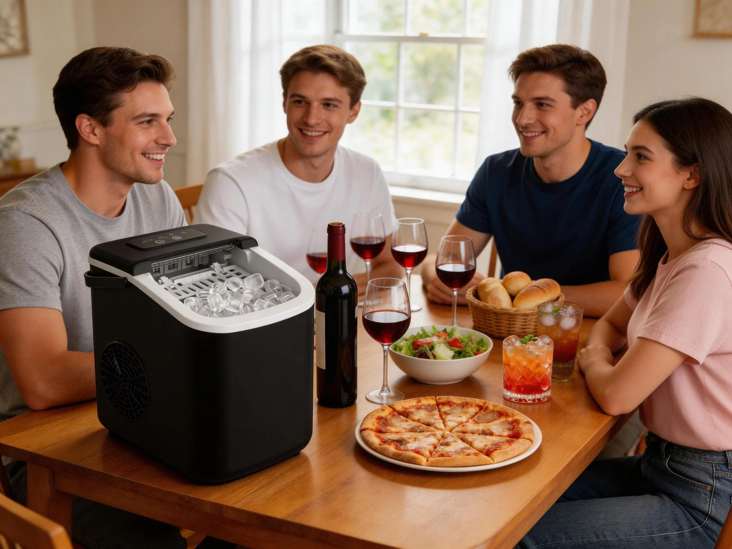 Portable Countertop Ice Maker Compact, Self-Cleaning, With Handle