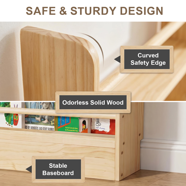 6-Tier Wooden Bookshelf - Slim Behind Door Storage for Kids