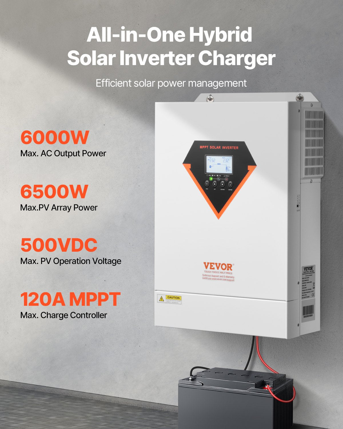 6000W Hybrid Solar Inverter Charger with MPPT Controller 220/230V - White