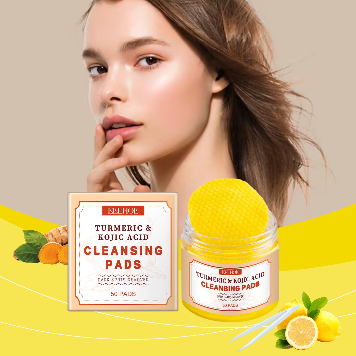 Turmeric Exfoliating Cleansing Pads - Vitamin C Brightening Face Treatment