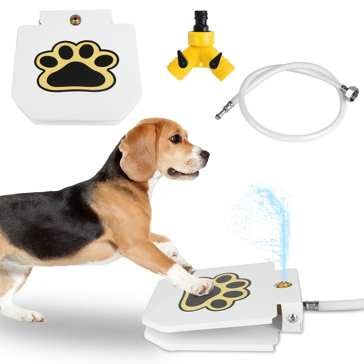 Outdoor Dog Water Fountain with Paw Pedal - Self-Serve Pet Water Dispenser