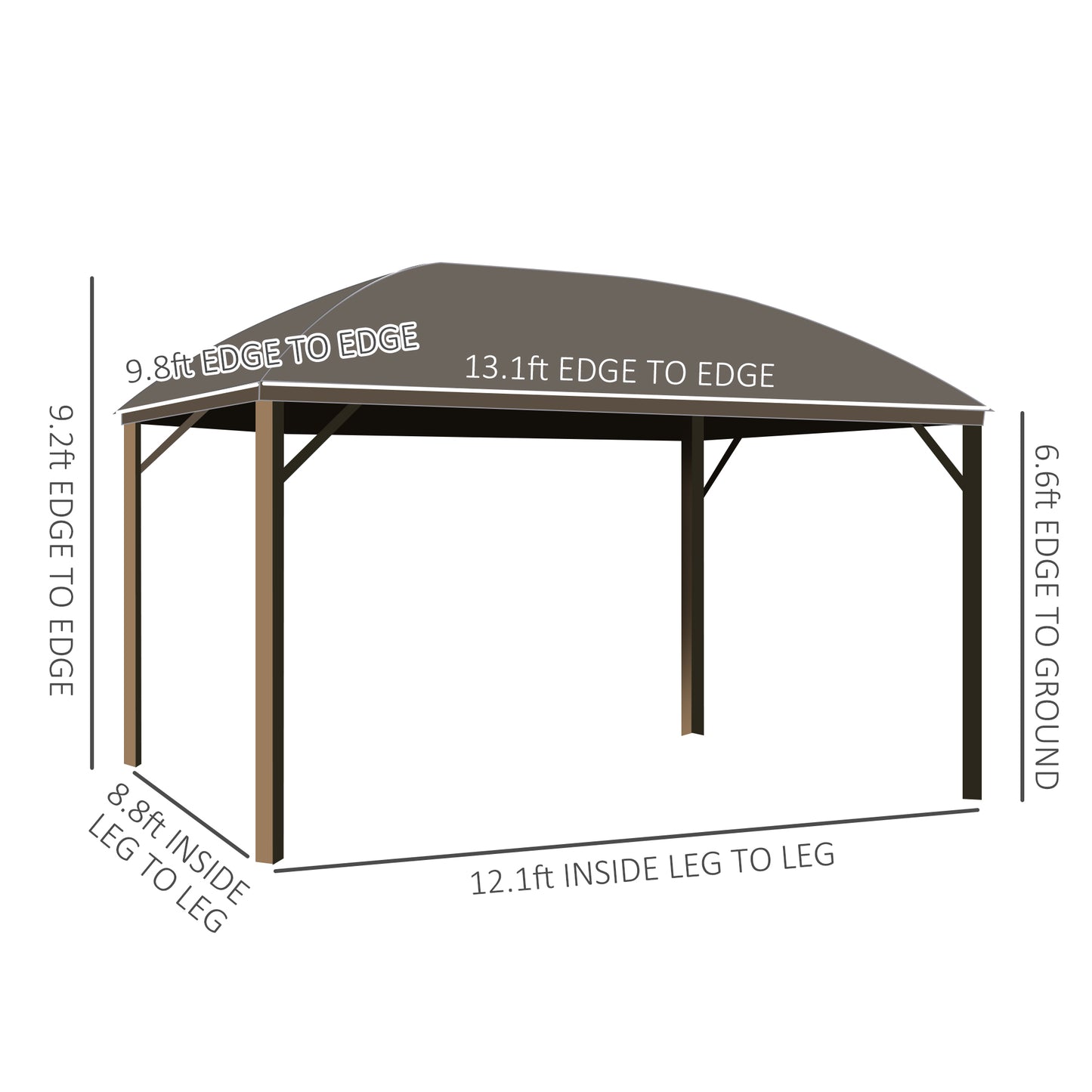 10x13 Hardtop Gazebo with Curtains & Netting - Brown Pavilion