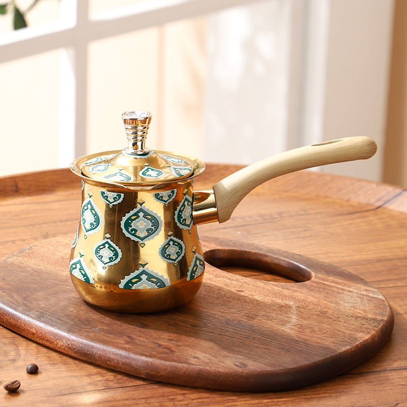 Stainless Steel Turkish Coffee Pot Milk Cup - Light Luxury Retro Style