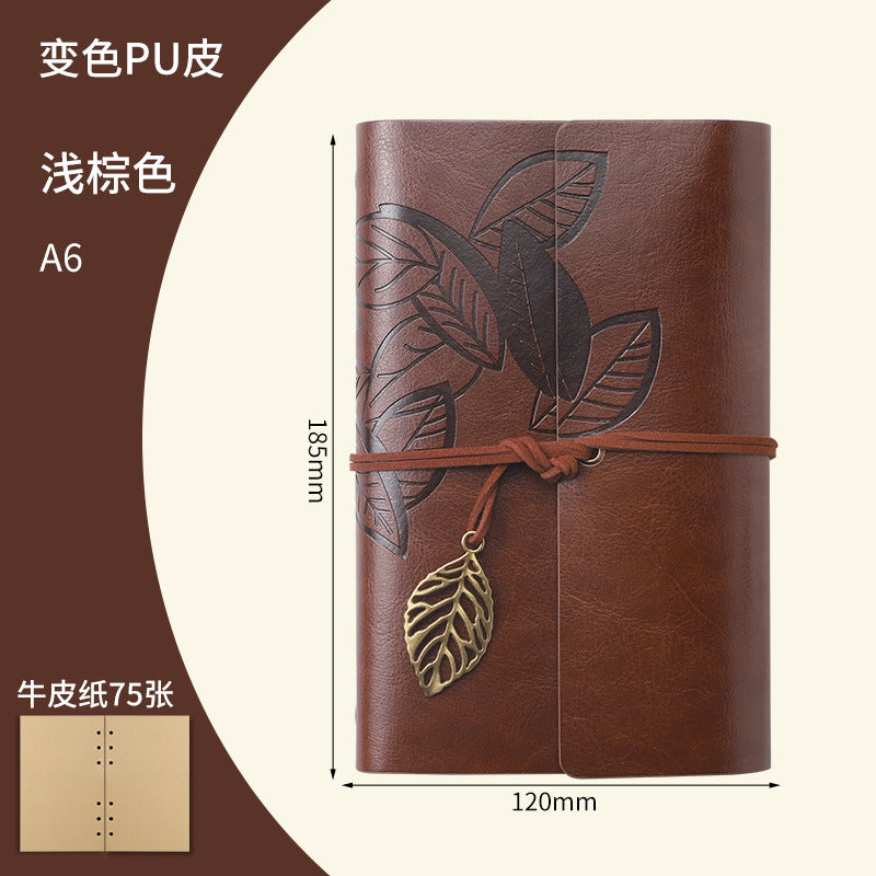 Vintage Travel Notebook - Loose Leaf Diary with Imitation Leather Cover