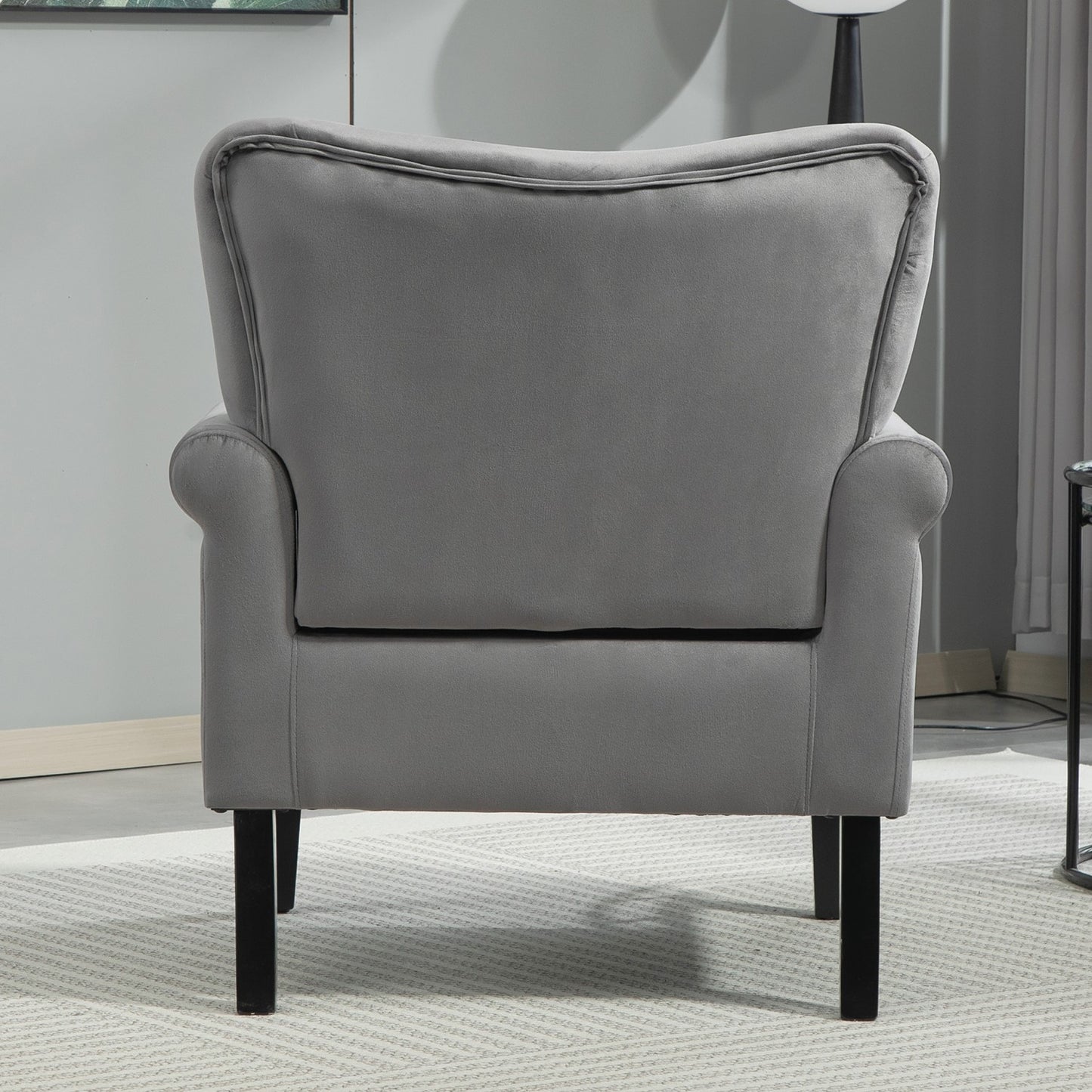 Mid-Century Modern Wingback Accent Chair, Upholstered Fabric Armchair