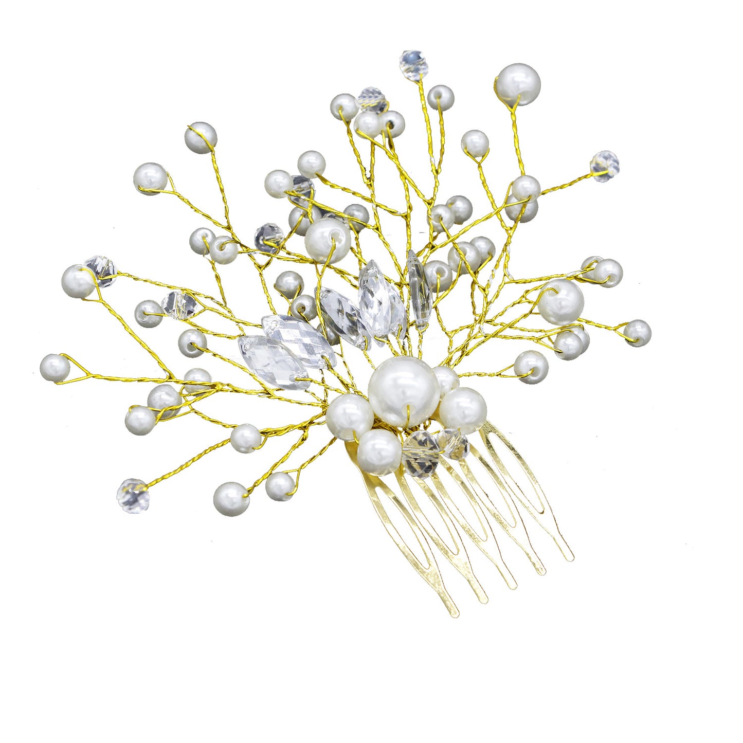Bridal Pearl Hair Comb Wedding Hair Accessory with Silver or Gold Iron Wire
