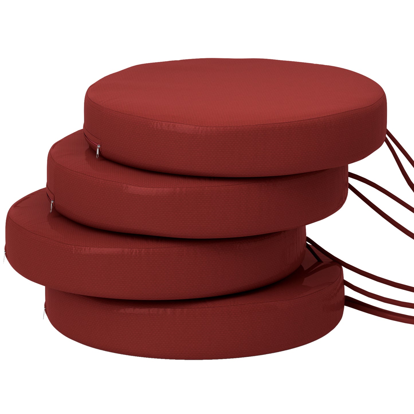 Round Patio Chair Cushions Set of 4 - Wine Red, 15" Diameter