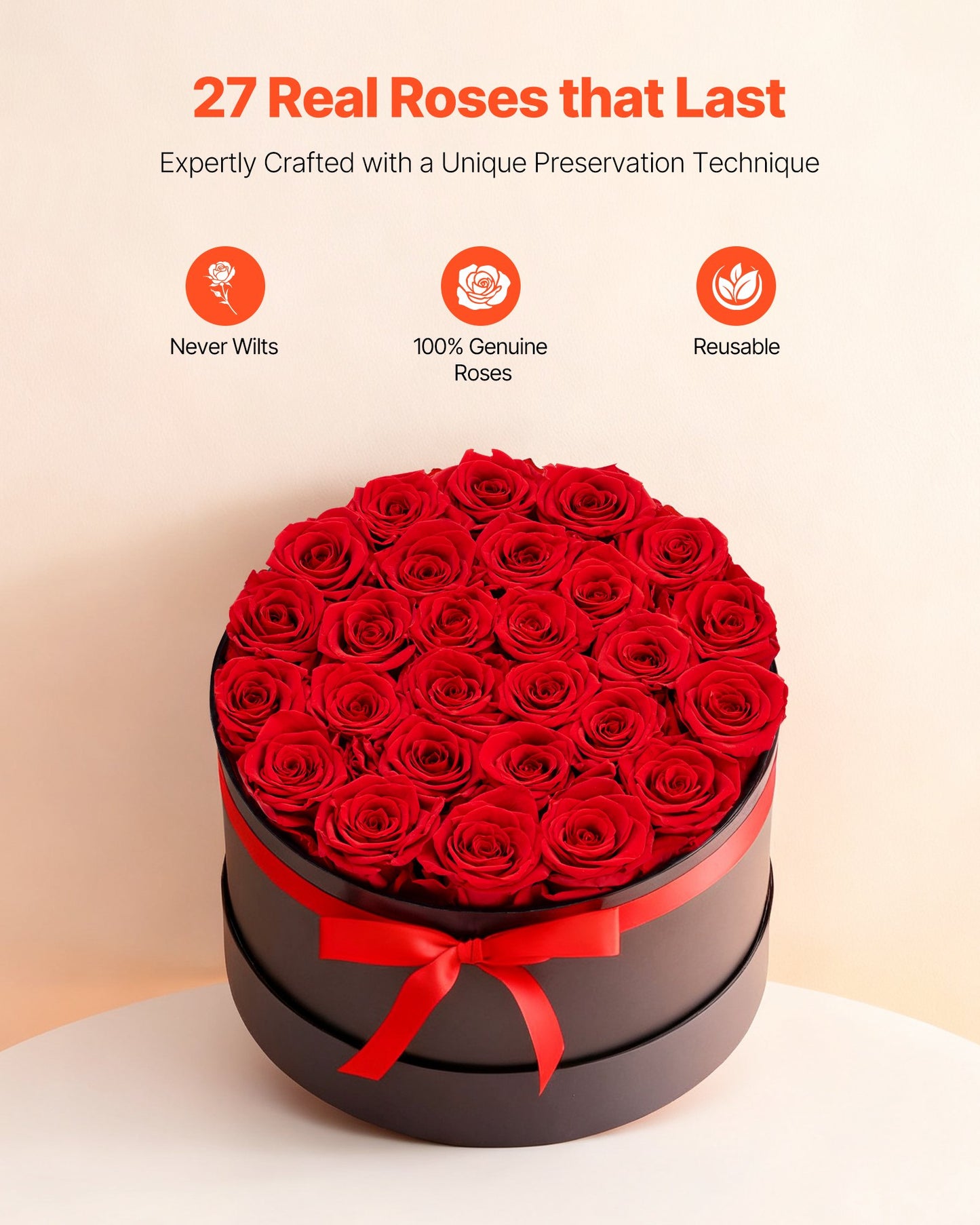 Preserved Roses Gift Box - 27 Eternal Flowers for Romantic Occasions