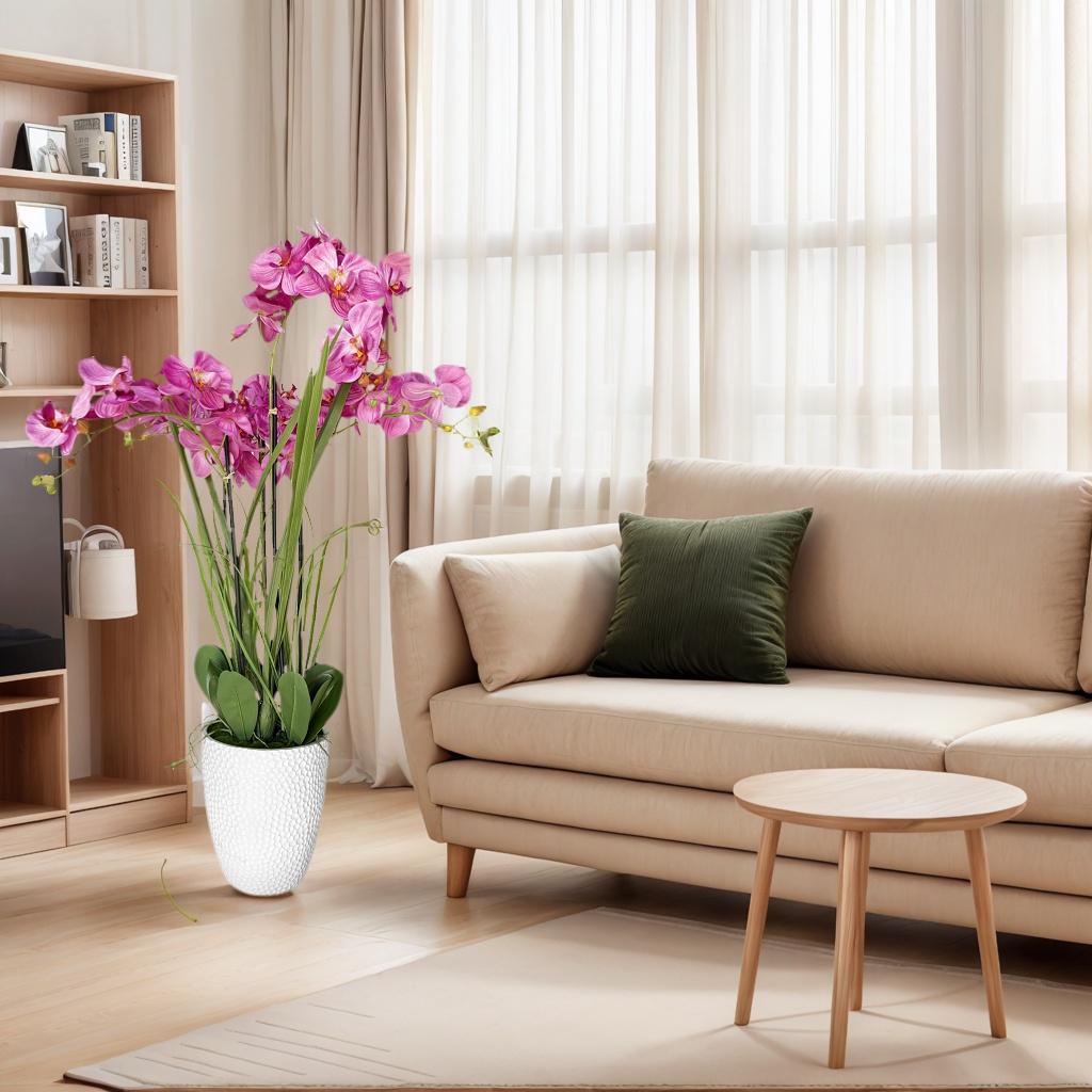 Artificial Orchid Arrangement - Vibrant Magenta Floral Decor