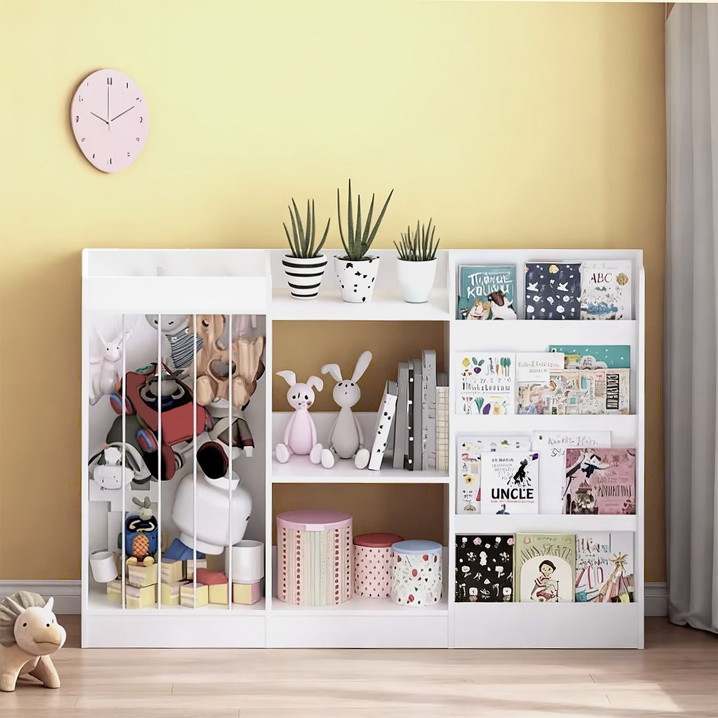 3-in-1 Kids Bookshelf and Toy Storage - White