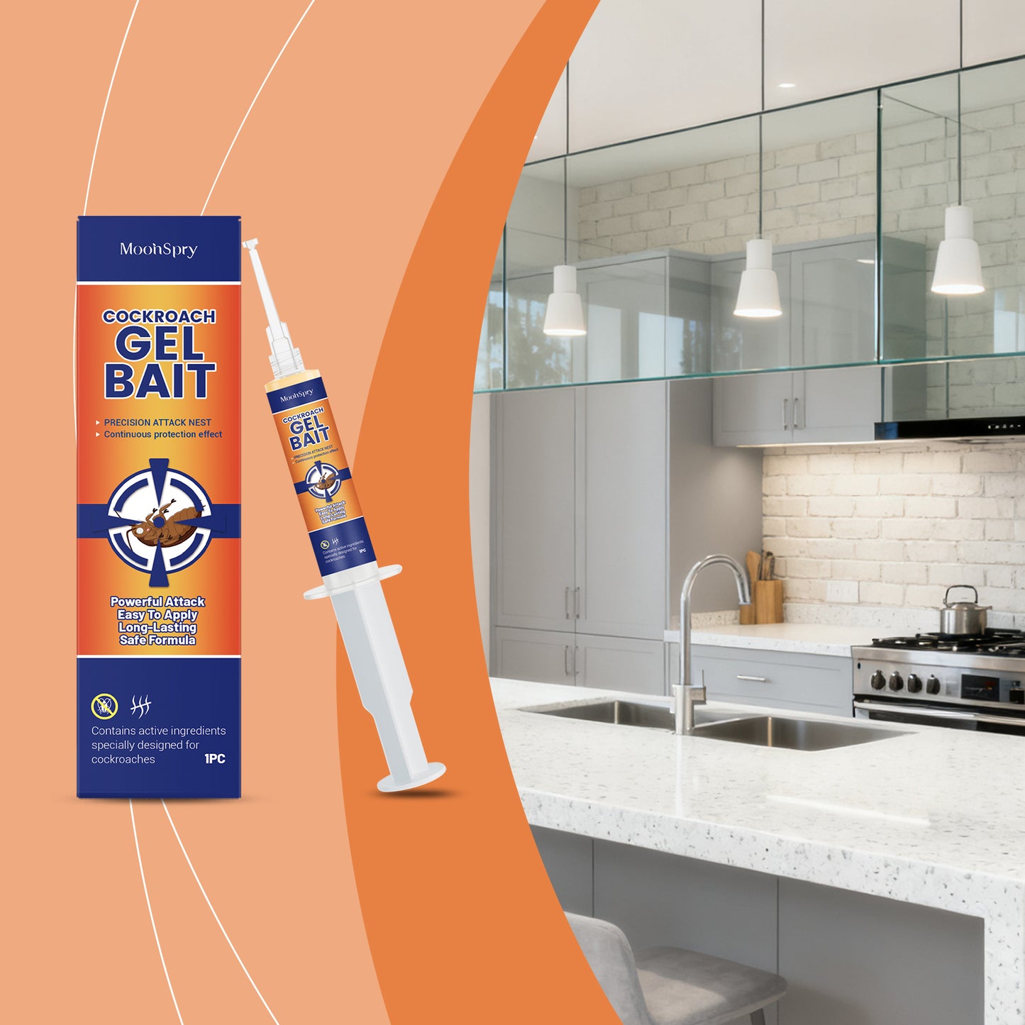 Cockroach Gel Bait - Pest Control Trap for Kitchen and Home Use