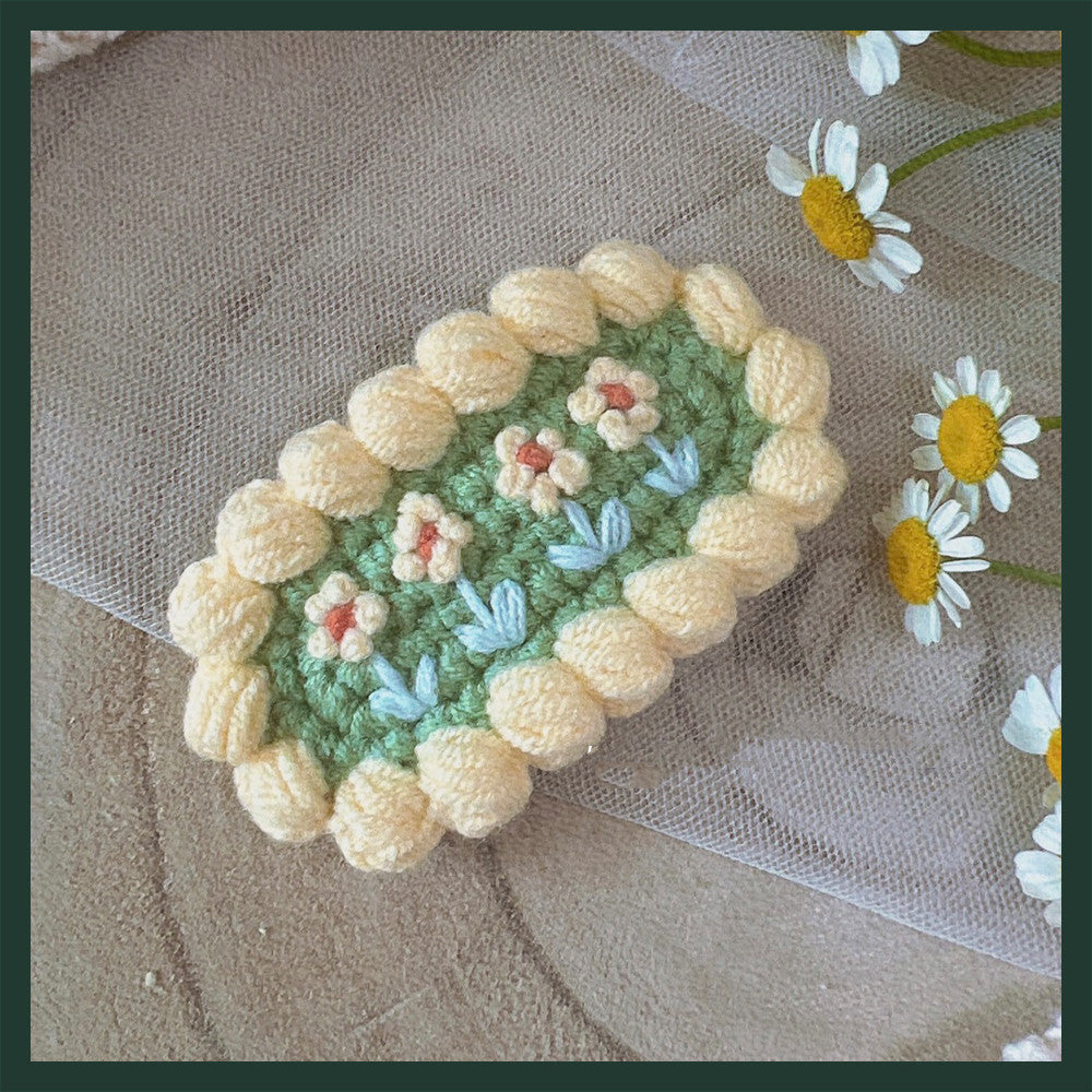 Hand-Crocheted Embroidered Hair Clip, Multiple Colors