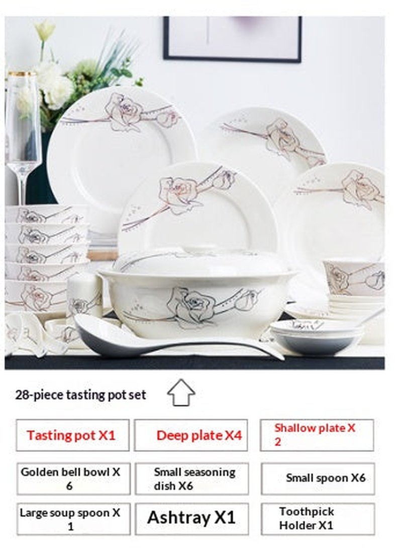 Ceramic Dinnerware Set with Bowls and Plates - Multiple Styles & Sizes