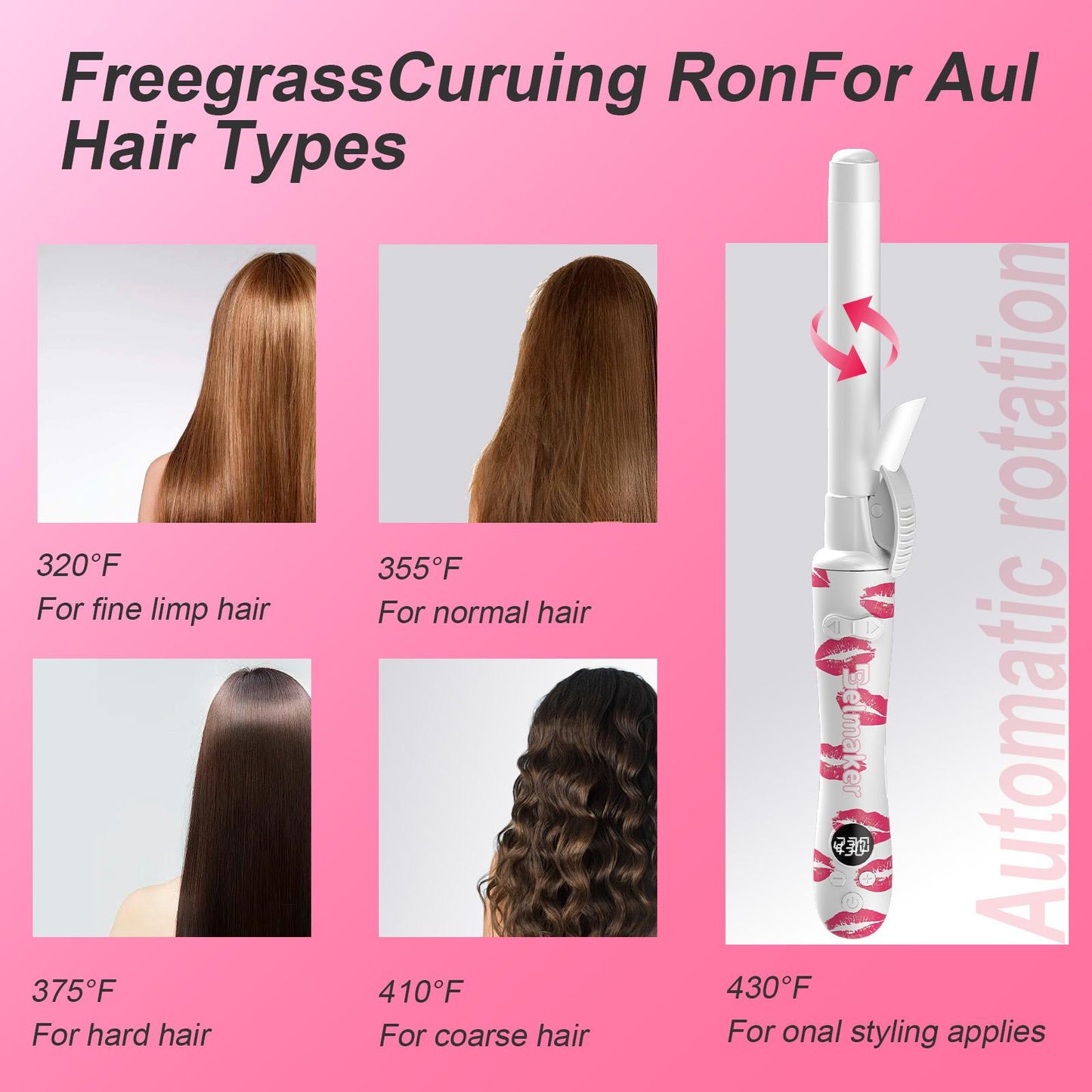 Rotating Ceramic Curling Iron - 1-Inch Barrel with Auto Shut-Off