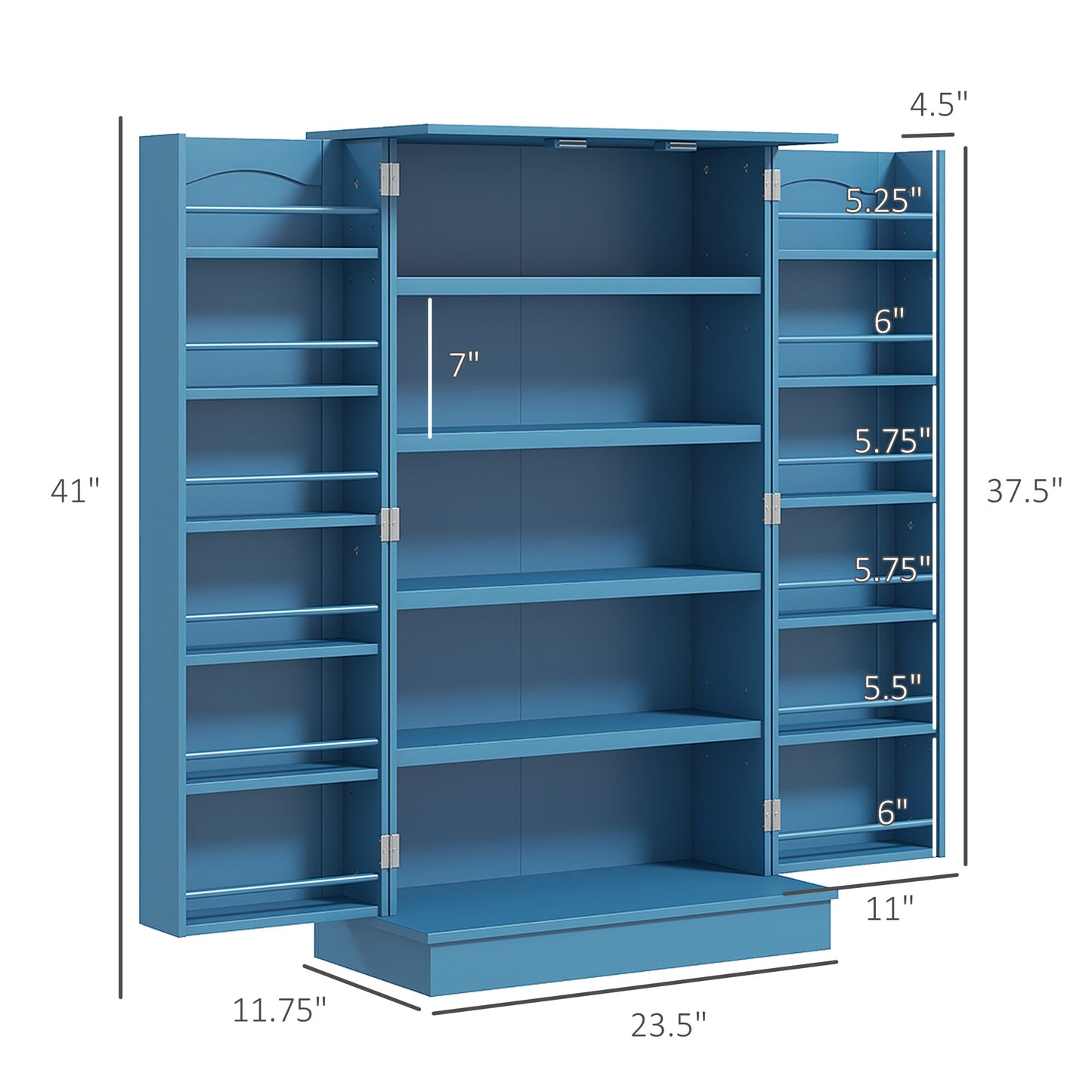 Freestanding Kitchen Pantry Cabinet with 12 Door Shelves - Blue