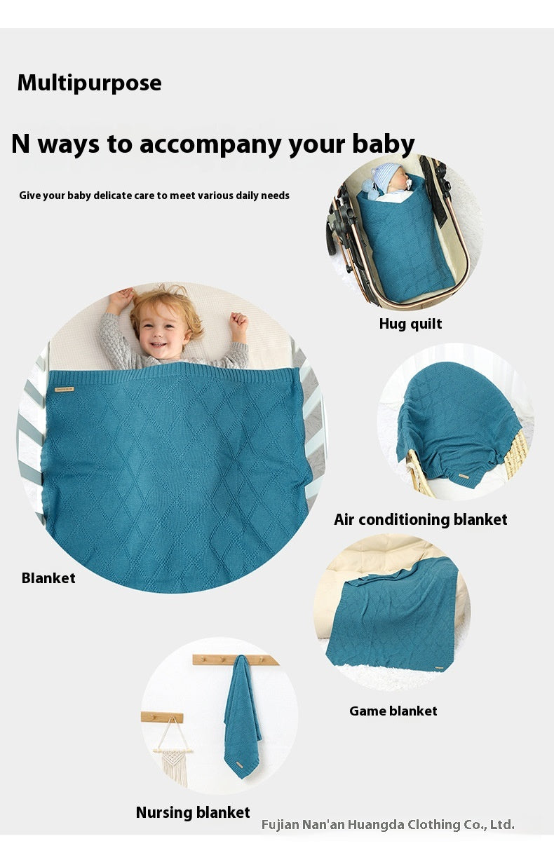 Baby Knitted Blanket 70x90cm Cotton Solid Color Bedding for Toddler