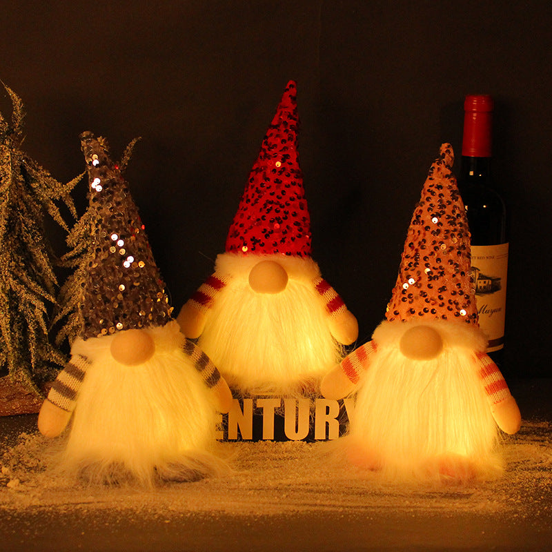 Christmas Decoration Sequins with Lights - Rudolph Doll Ornaments Set