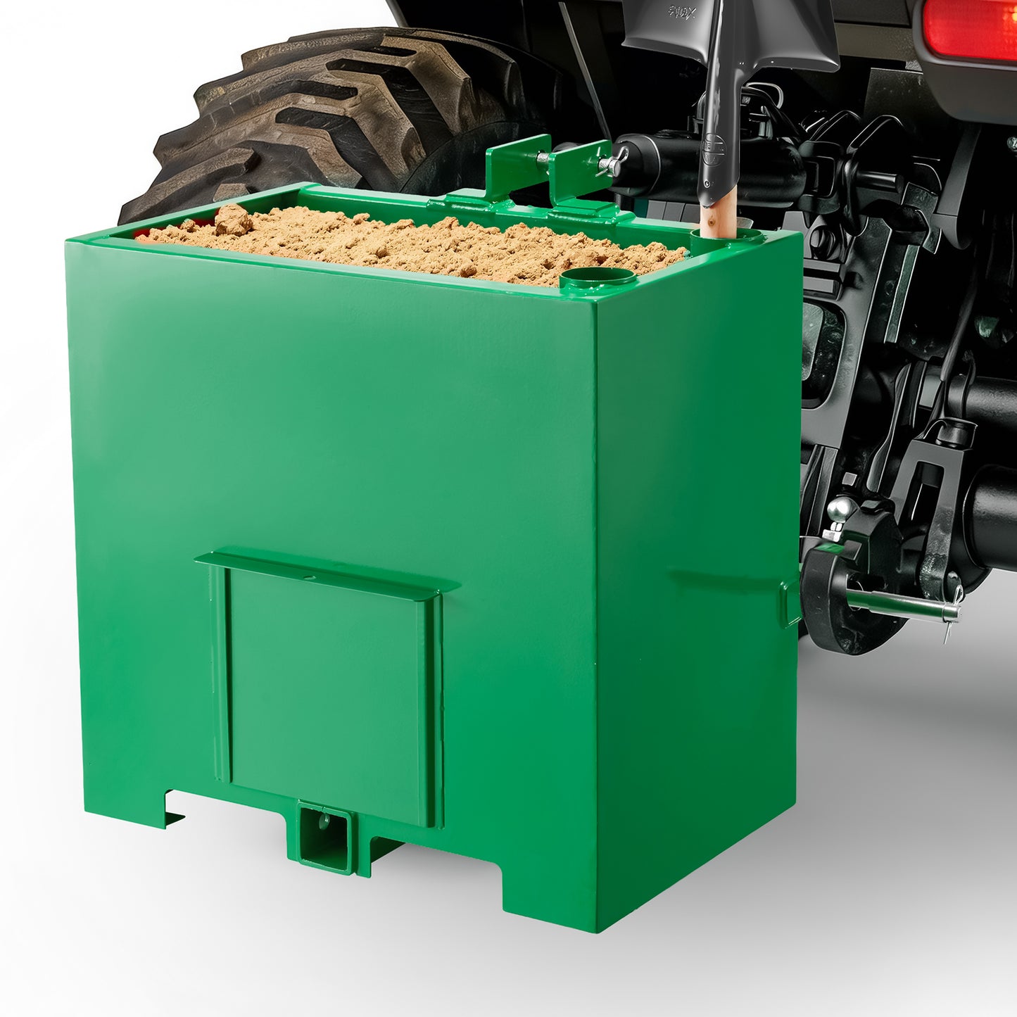 Heavy-Duty 800 Lb Tractor Ballast Box with 2-Inch Hitch, Steel Loader Attachment