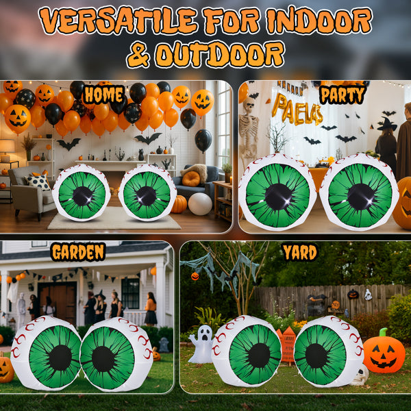 2PCS 3FT Light-Up Green Eyeball Halloween Inflatables