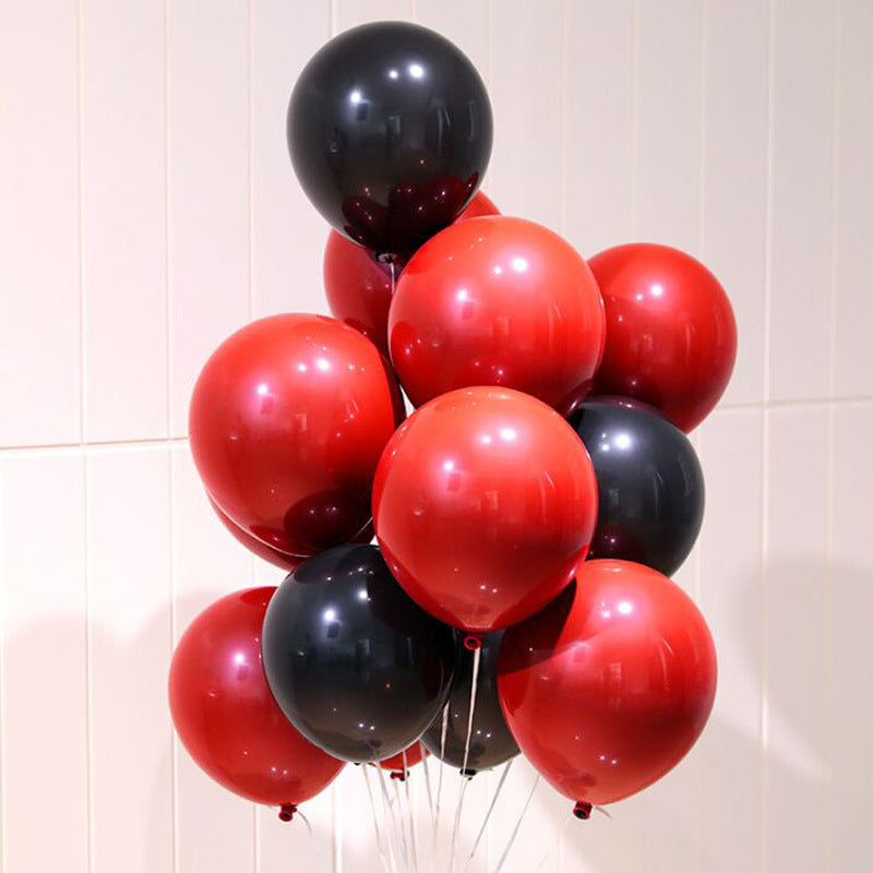 Garnet Red Latex Balloon Set - 50 Double-Layer & 50 Metallic Gold Party Balloons