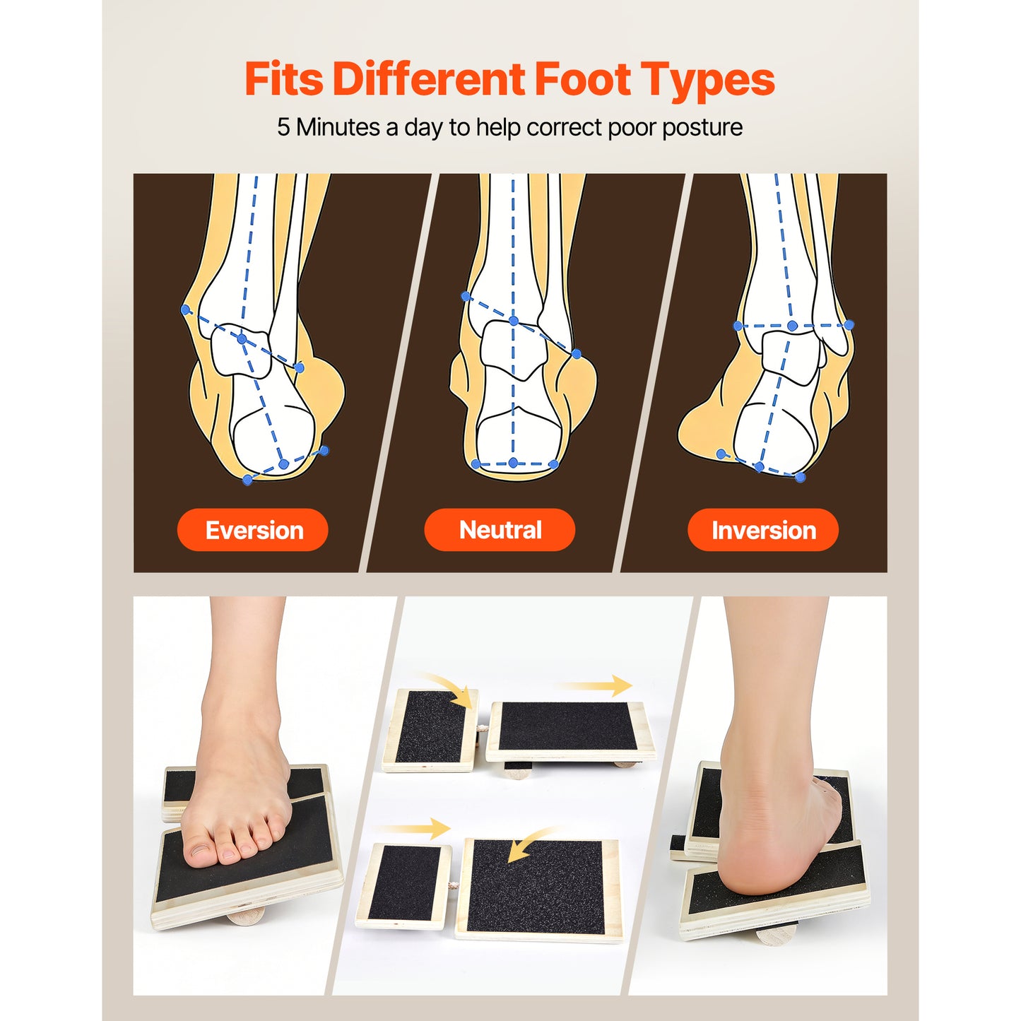 Balance Board for Physical Therapy & Fitness - Non-Slip Wooden Wobble Trainer